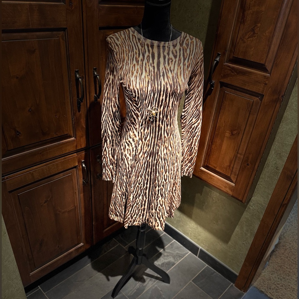 Michael Kors Animal Print Long Sleeve Dress